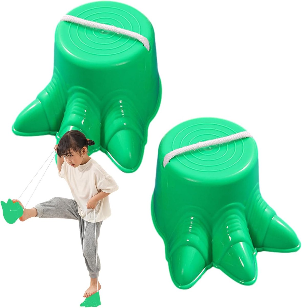 Kinder Stelten - Loopstokken Speelgoed - Buiten Spelen - Antislip Dinosaurus Voet - 15 x 8.5 x 12 cm - Groen