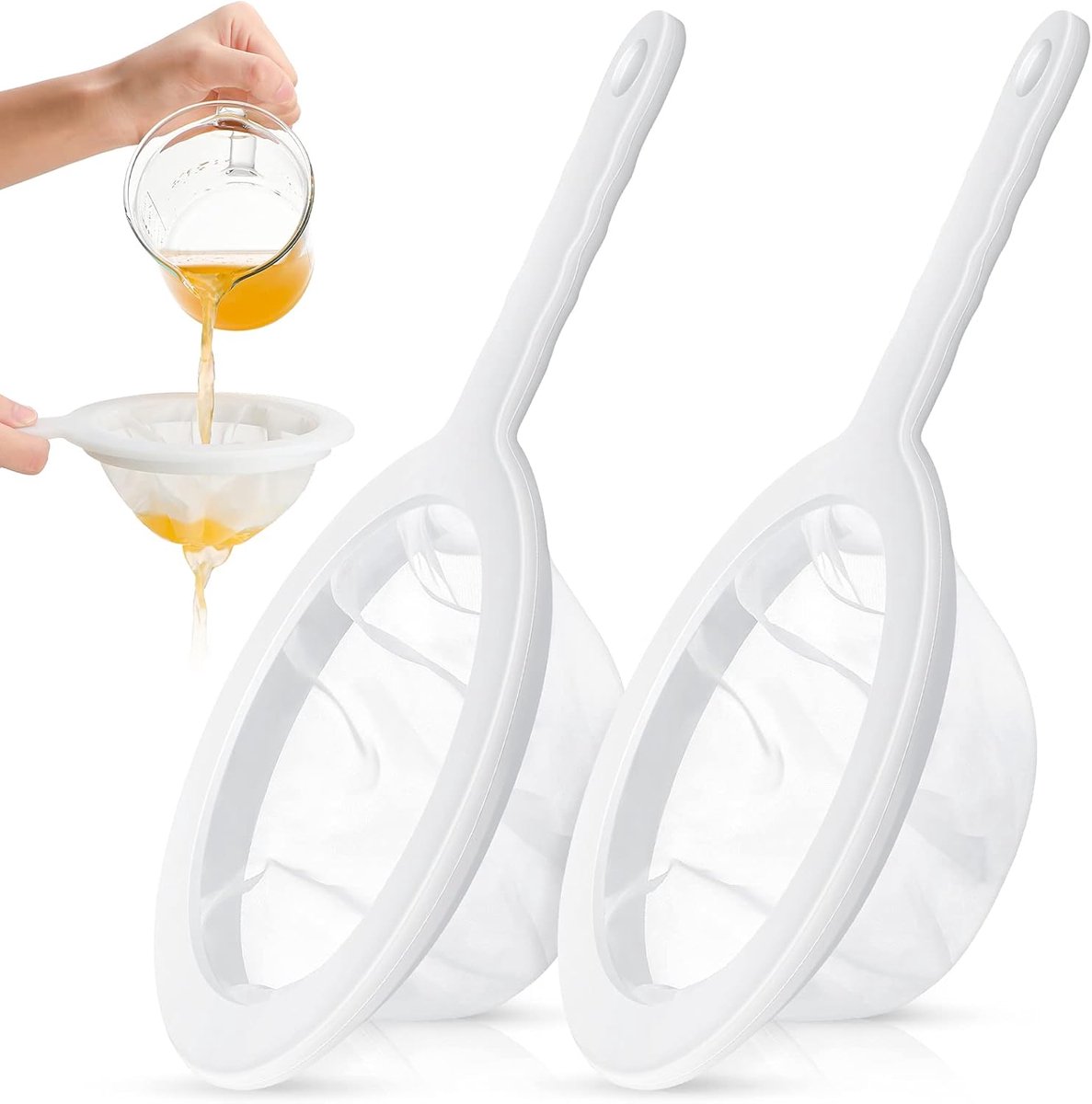 Zeef - Set van 2 - Ultrafijne zeef - Filter met grote capaciteit - Voedselfilter - Keukenzeef - Sojamelkfilter, geschikt voor kombucha, cold brew koffie en het scheiden van garnalen (120/200 mesh)