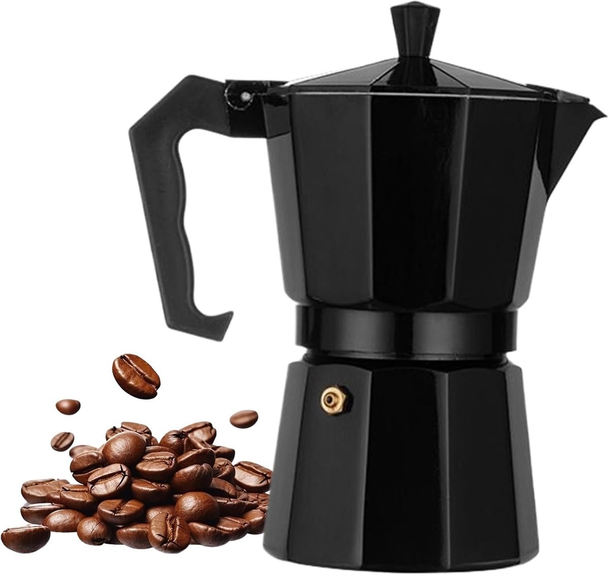 Koffiezetapparaat - Percolator Moka Pot - Italiaanse Koffie Maken - Draagbaar Aluminium Ontwerp - 15.3 cm Hoog - Zwart