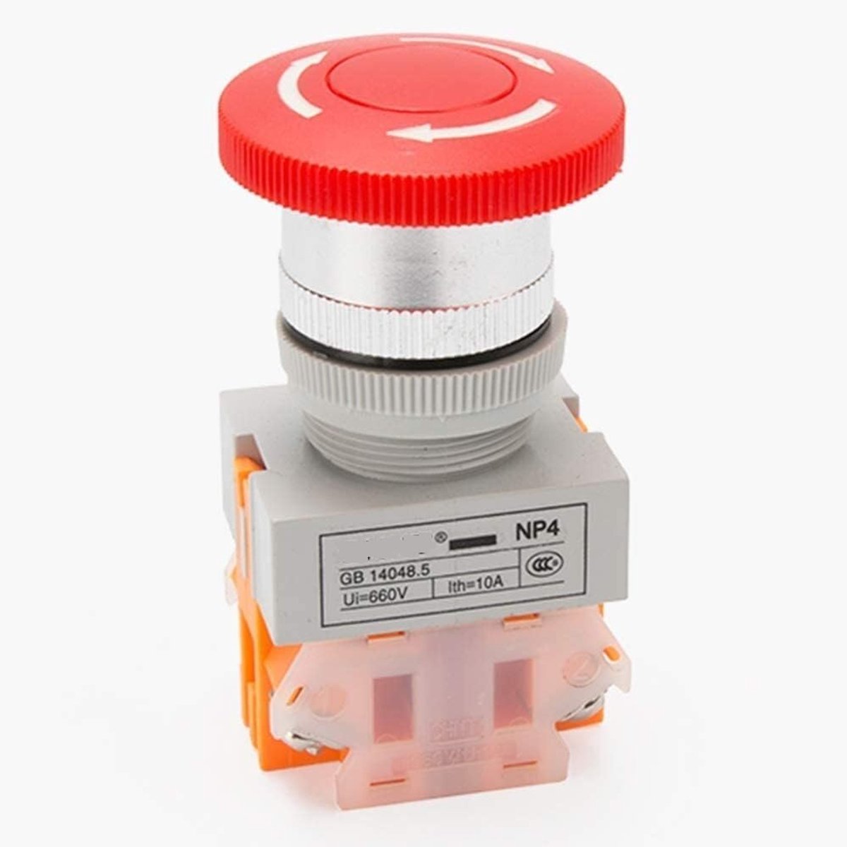Drukknop Schakelaar - Noodstop Knop - Machine Bediening - Zelfhoudend Mechanisme - 2 Stuks - Rood