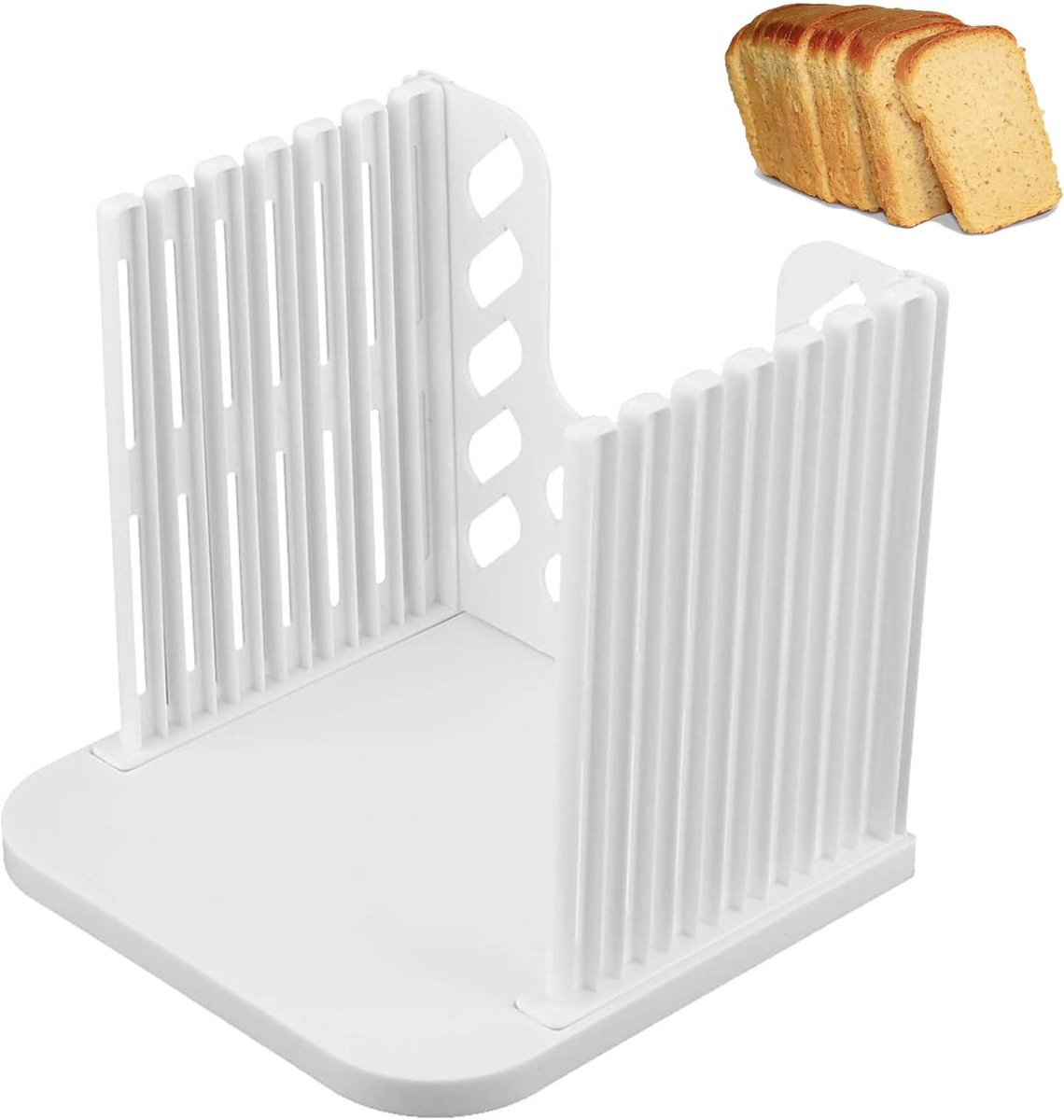 Broodsnijder – Instelbare dikte, opvouwbaar, handmatig, kunststof, voor keuken en bakken (wit)