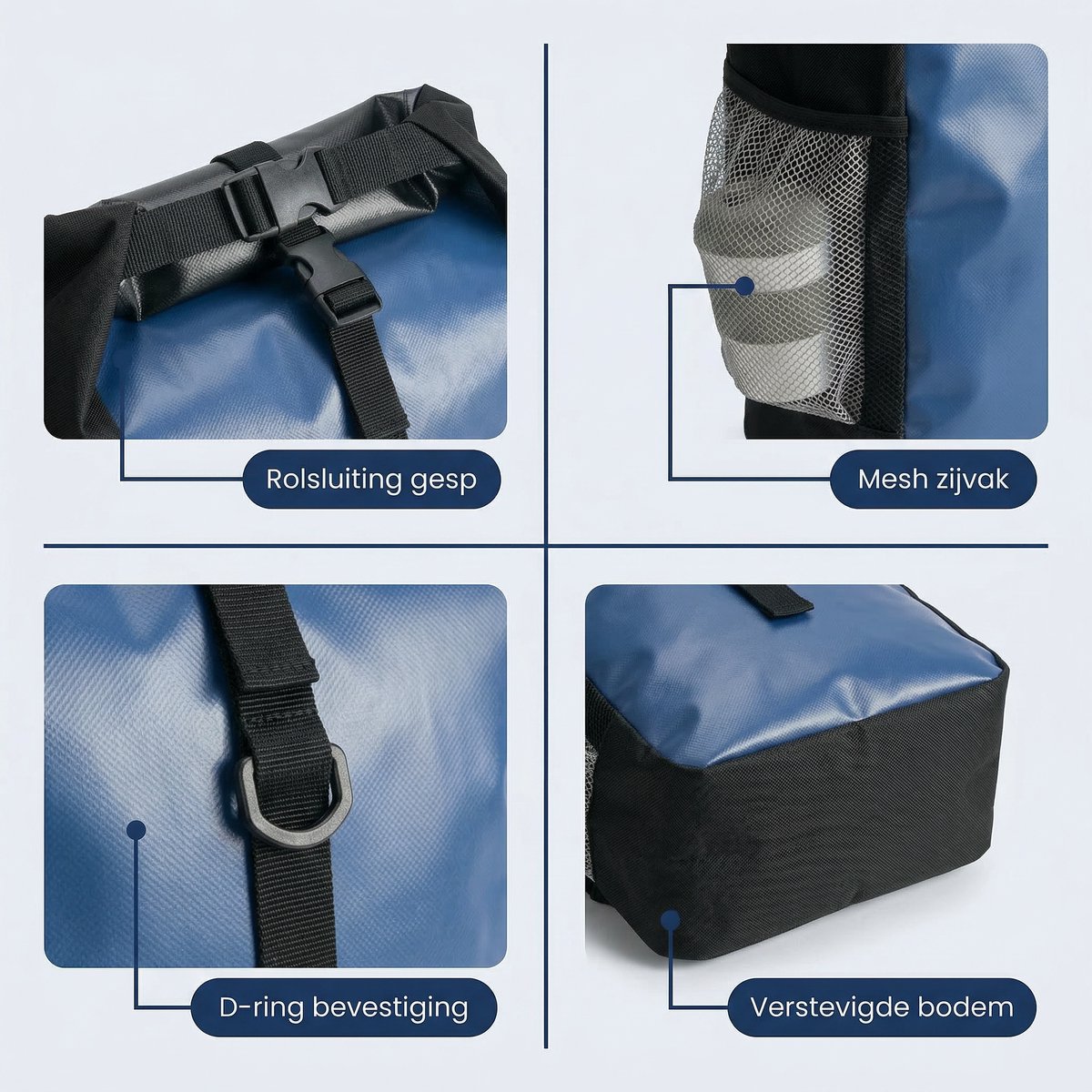 Cheqo® Fietstas - Enkele Fietstas - Fietstas Achter - Fietstas Achterop - Fietstas Bagagedrager - Fietstas Blauw - Waterdichte Fietstas - Fietstas met Clips - Fietstas met Klittenband - Fietstas met Mesh Vak — cadeau in Sport & Outdoor - foto 5