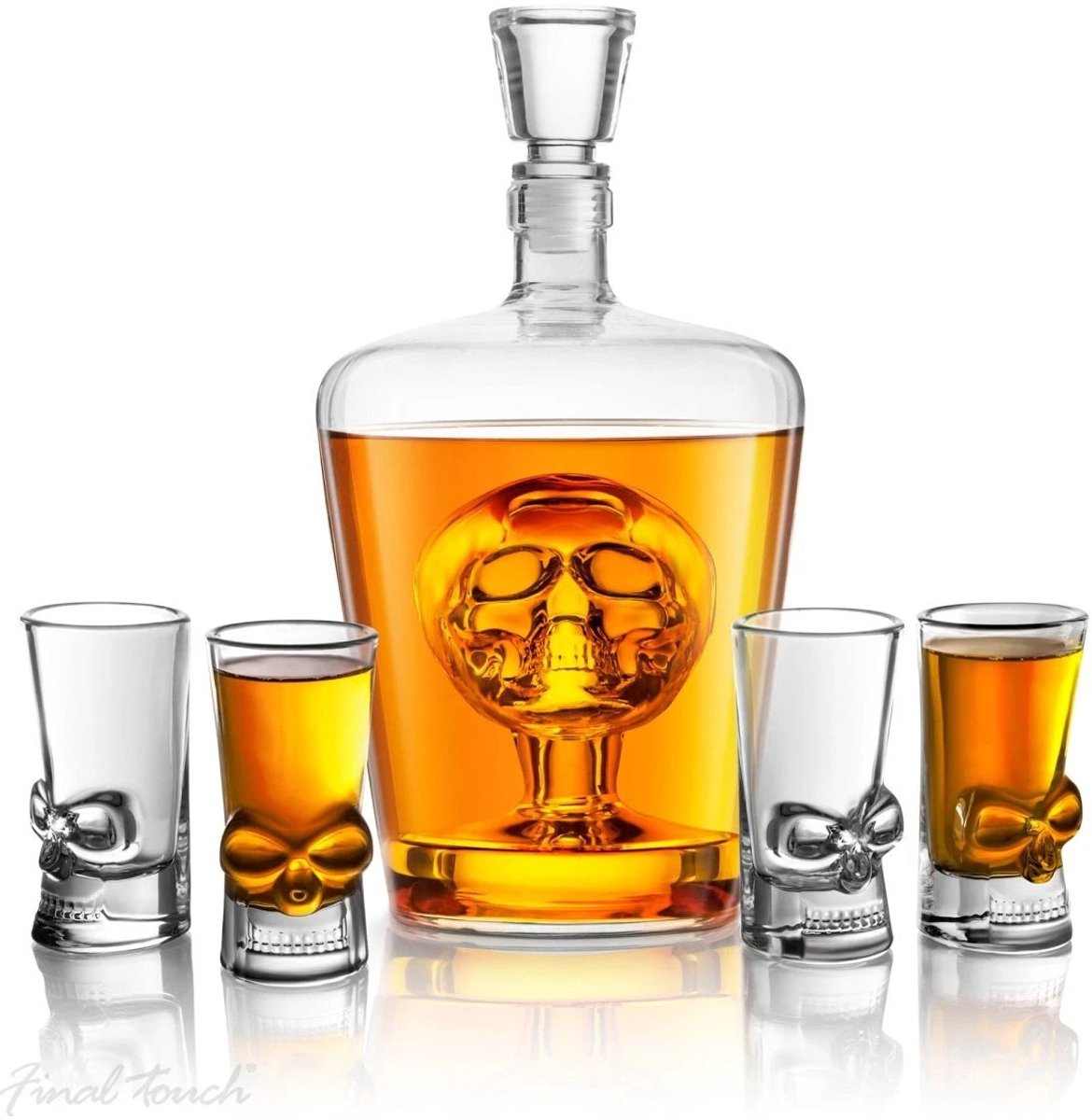 Exclusieve Whiskykaraf met glaasjes - Handgeblazen Karaf met Schedel - Final Touch