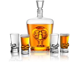 Exclusieve Whiskykaraf met glaasjes - Handgeblazen Karaf met Schedel - Final Touch