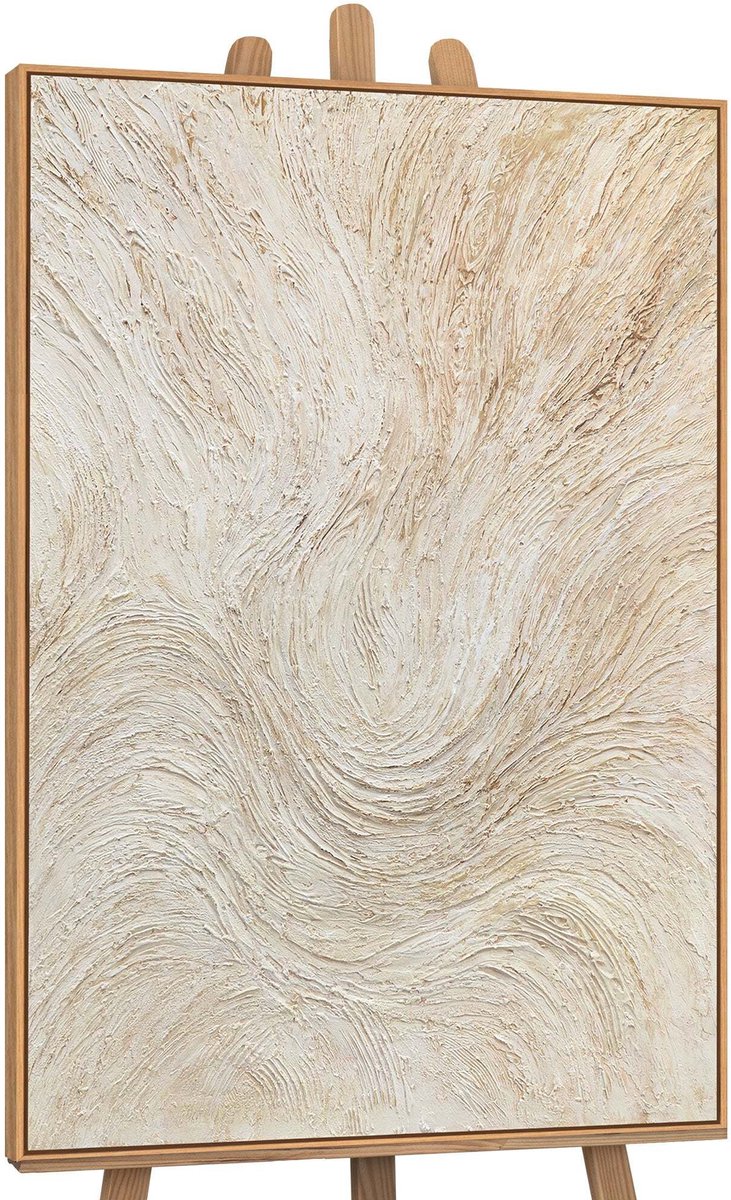 YS Canvas schilderij handgeschilderd wooden flow abstract – YS-Art Gallery – Luxe wanddecoratie voor woonkamer – Modern schilderij voor slaapkamer en hal