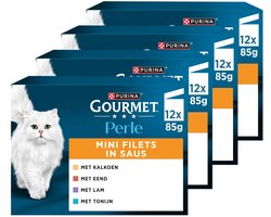 4x Gourmet Perle Kattenvoer Nat Mini Filets in Saus Mix 12 x 85 gr