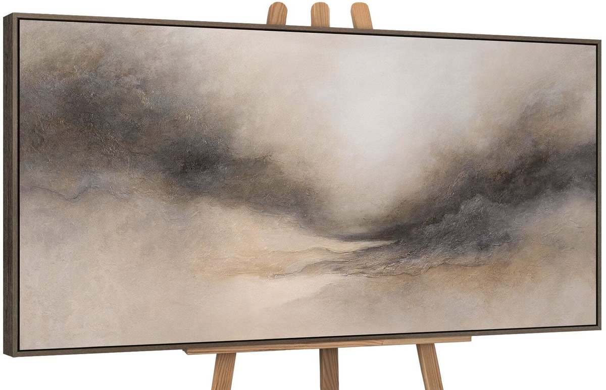 YS Canvas schilderij handgeschilderd misty morning abstract – YS-Art Gallery – Luxe wanddecoratie voor woonkamer – Modern schilderij voor slaapkamer en hal Grey