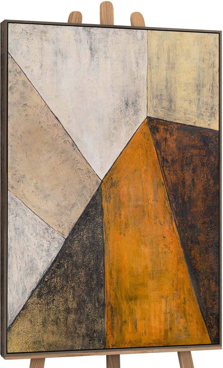YS Schilderij "Ontmoeting van de niveaus" - Handgeschilderd canvas schilderij - Wanddecoratie Moderne kunst - Beige - Blauw - Muurdecoratie woonkamer - Slaapkamer decoratie - Kamer accessoires - Abstract schilderij met blauw Grey 140x100
