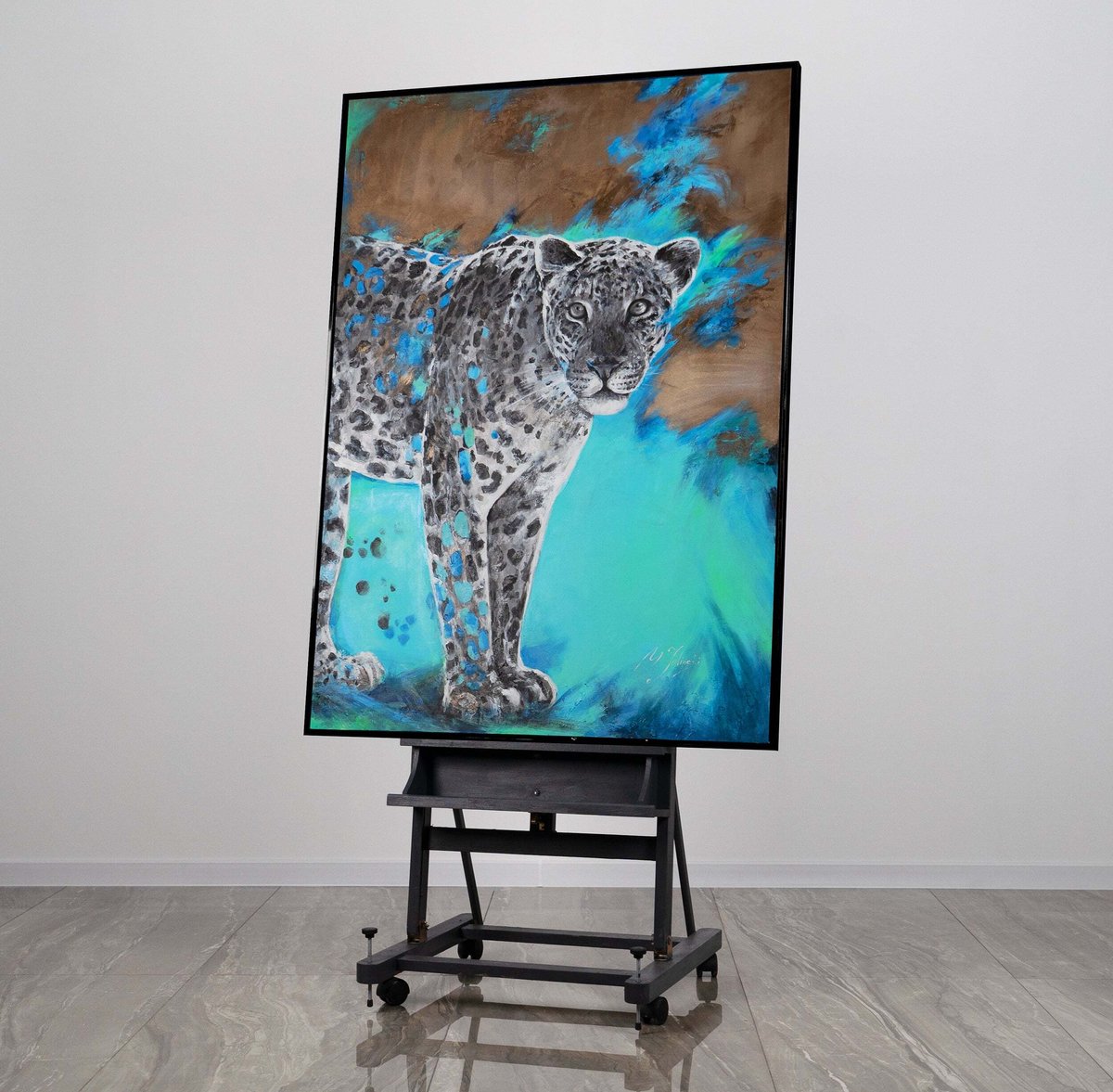 YS Canvas schilderij 120x80 cm handgeschilderd vaardigheid en kracht abstract – YS-Art Gallery – Energieke wanddecoratie voor woonkamer – Modern schilderij voor hal en kantoor Black