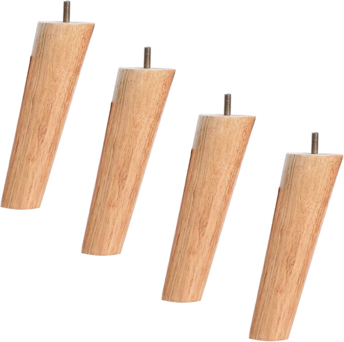 Meubelpoten Set - Bankpoten Sofa Voeten - Meubelprojecten Reparatie - Massief Rubberhout - 20cm Hoog - Houtkleur