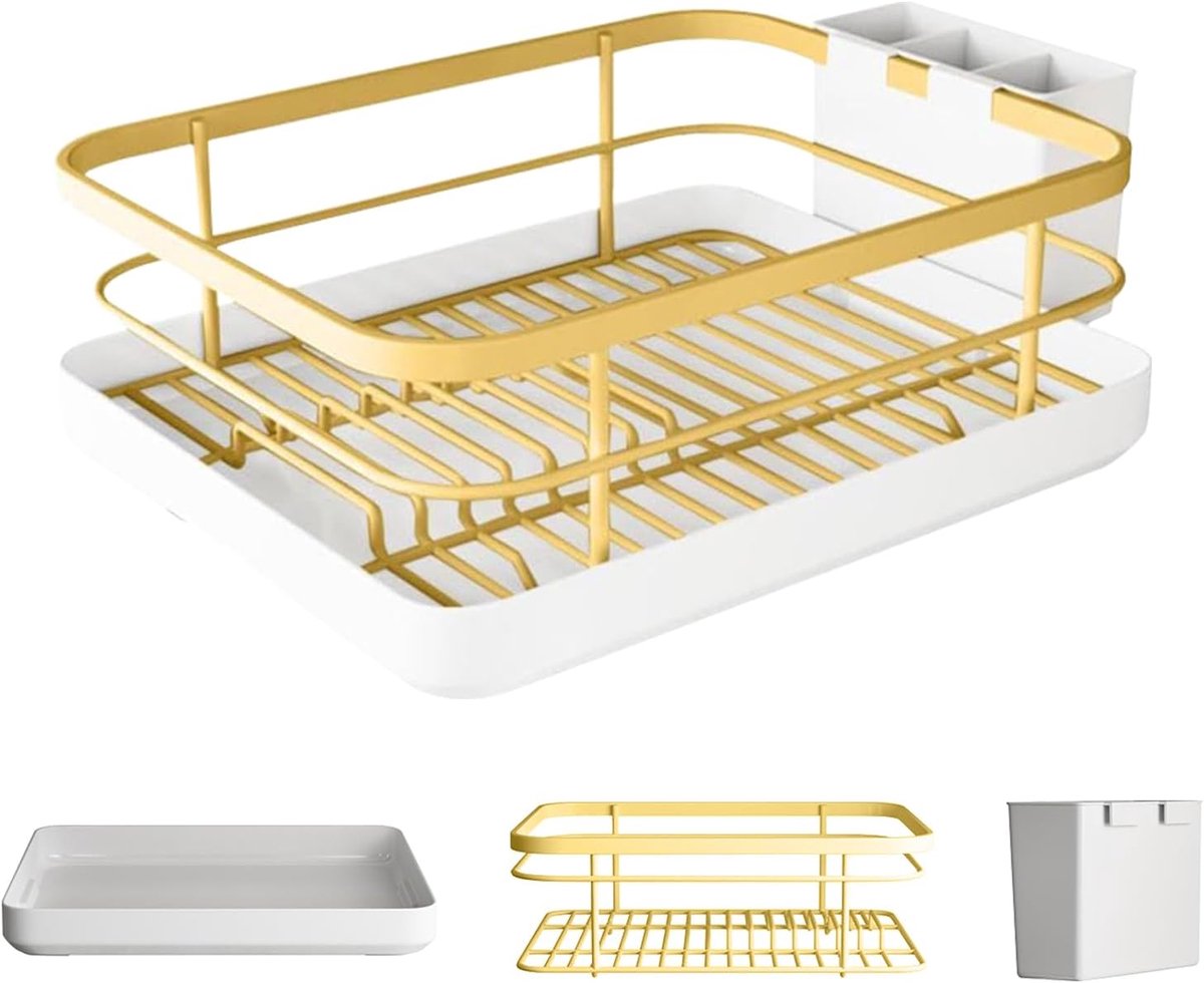 Afwasrek Keuken - Droogrek Vaat - Efficiënt Drogen - Compact Ontwerp - 35x30x17 cm - Goud