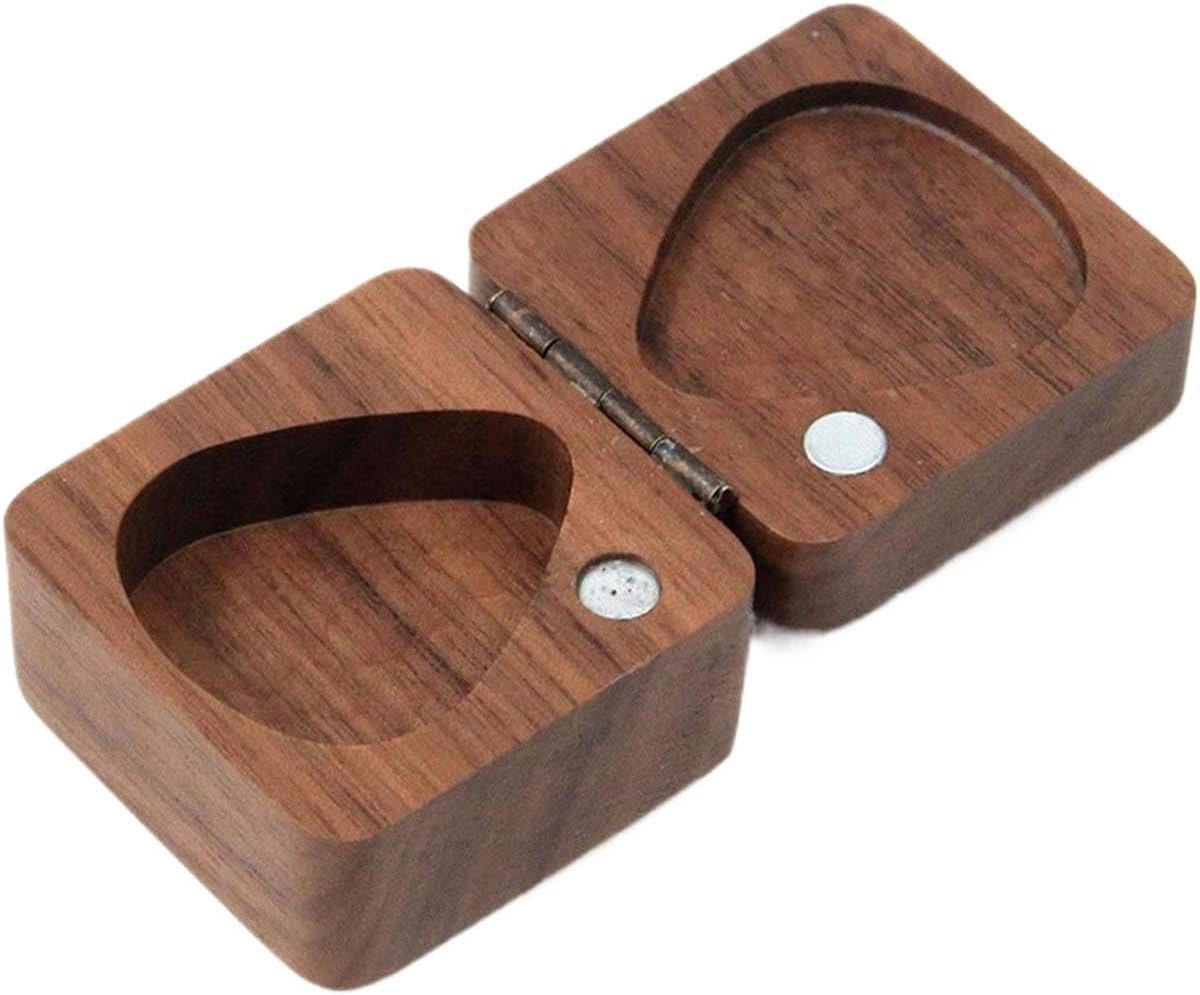 Gitaar Plectrum Houder - Plectrum Doosje - Pick Opslag - Walnoot Hout - 4x4cm - Natuurlijk Hout