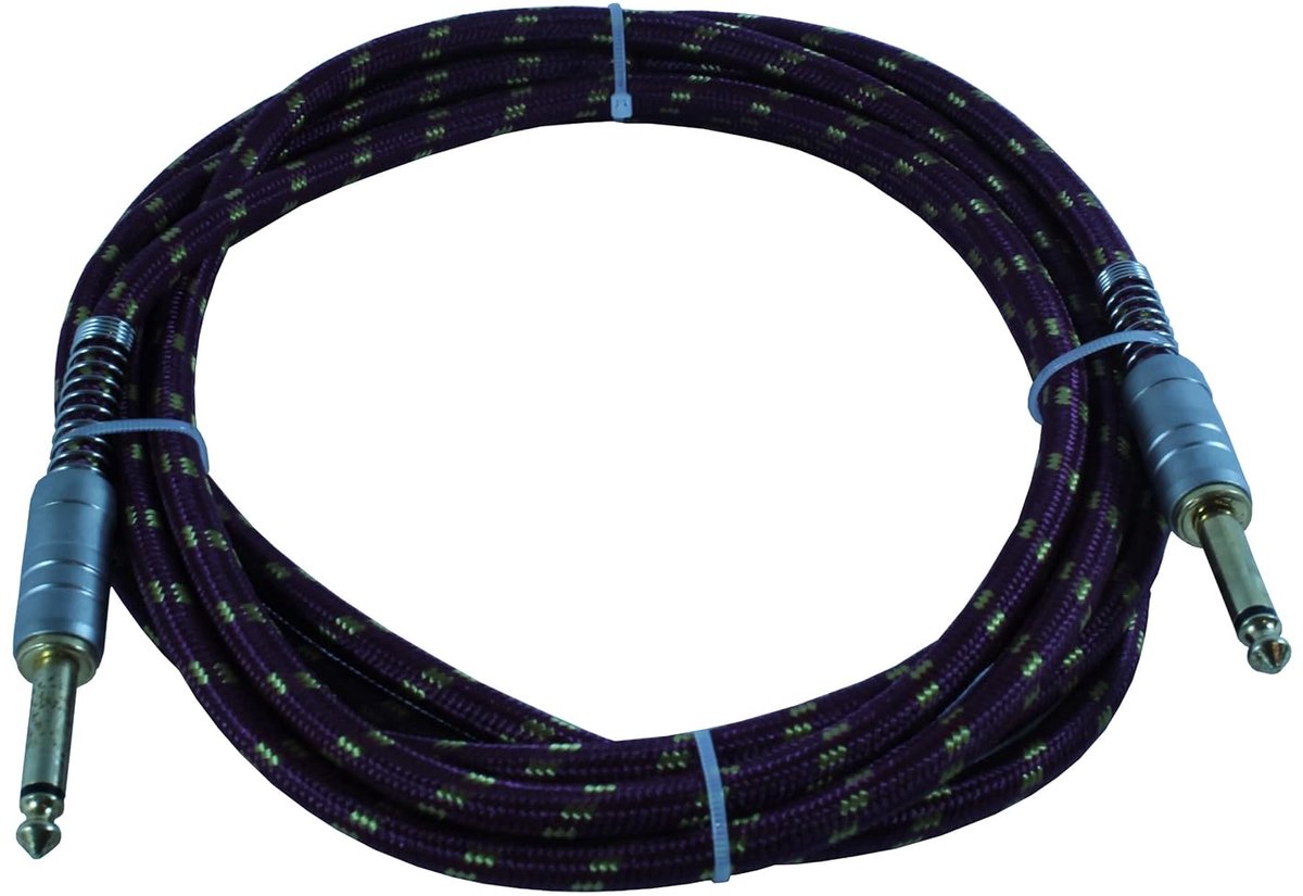 Instrumentkabel - Gitaarkabel Audio - Muziek Maken - Doek Bekleed - 3 Meter - Zwart Wit