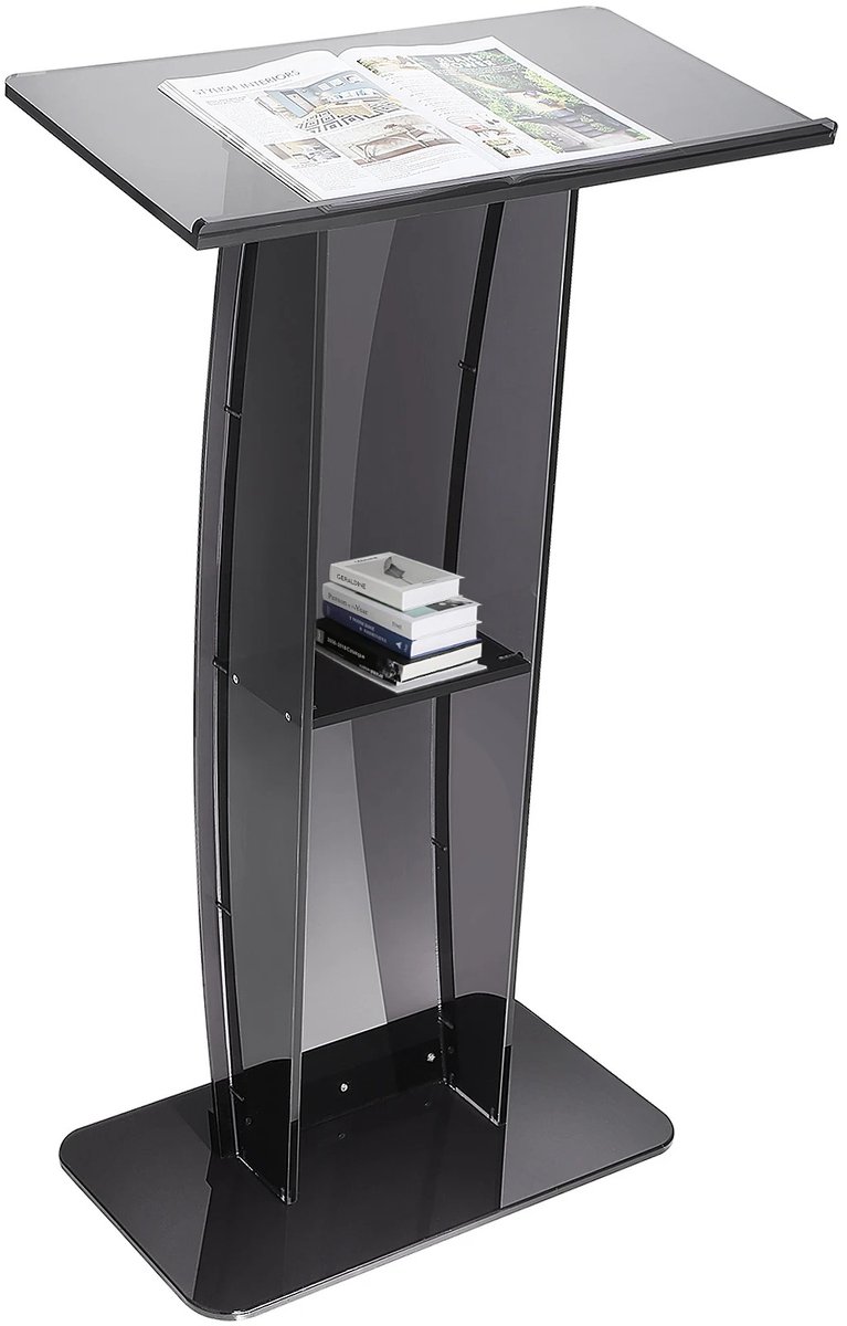 NordHaus Acryl Podiumstandaard - Transparante Lessenaar - Vrijstaande Preekstoel - 95% Transparantie - Opbergplank - Ergonomisch Ontwerp