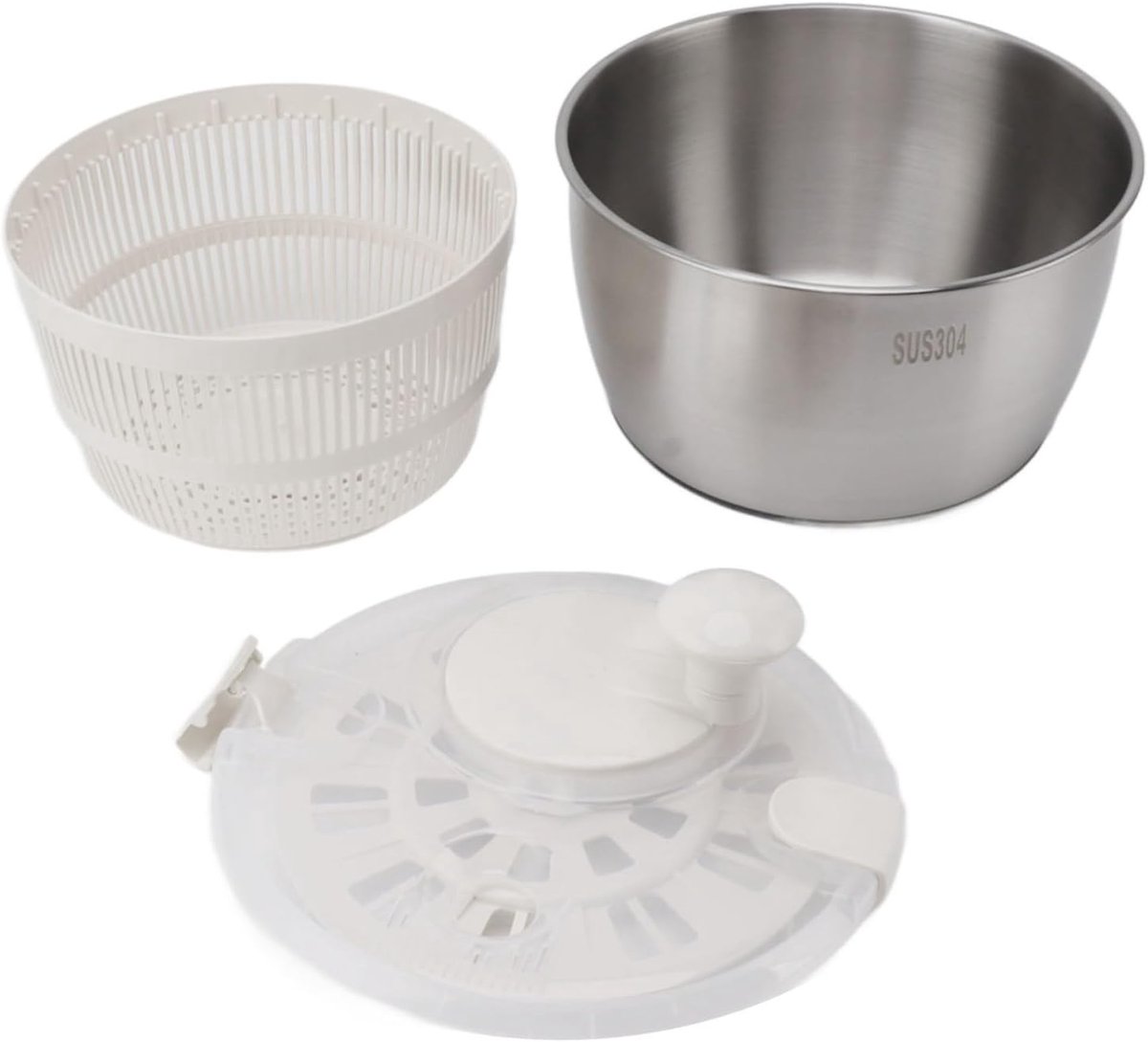 Slacentrifuge Roestvrijstaal - Groente Droger - Keuken Gebruik - Grote Capaciteit - 25x15x20cm