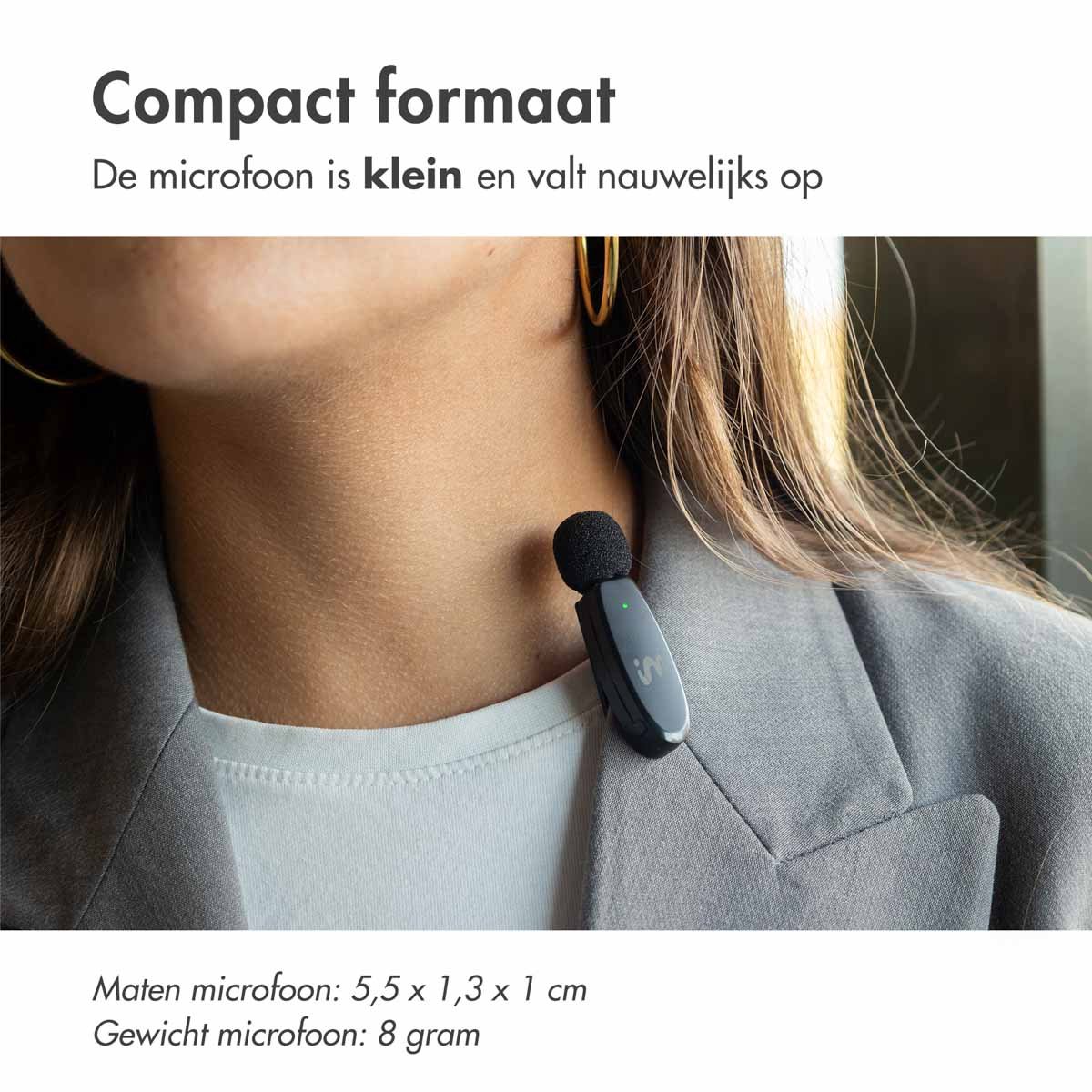 imoshion 2-pack Draadloze Microfoon met Oplaadcase - Geschikt voor o.a. USB-C & AUX - Bluetooth Mini Microfoon - Podcast Microfoon — cadeau in Gadgets - foto 8
