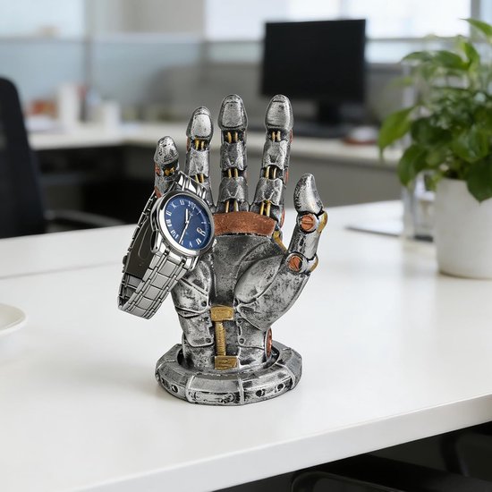 Hoofdtelefoonstandaard - Controllerhouder - Bureau Organisatie - Futuristisch Harsdesign - 16 x 9 cm - Metaallook van Merkloos — afbeelding 4