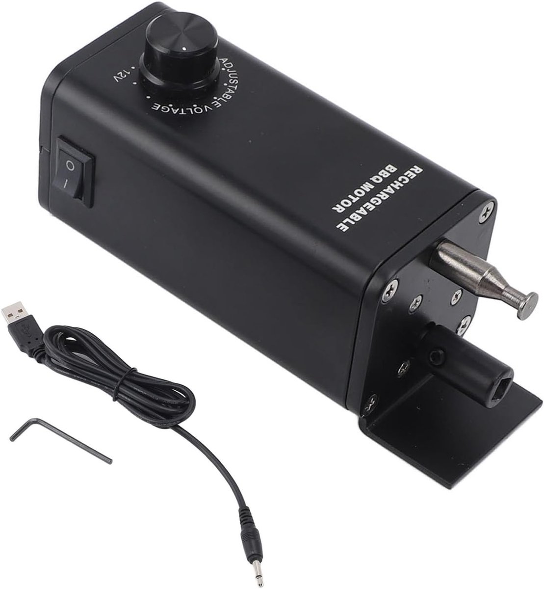 Draaistel Motor - Grill Motor - Buiten Koken - Verstelbare Snelheid - 17 x 13 x 9 cm - Zilver