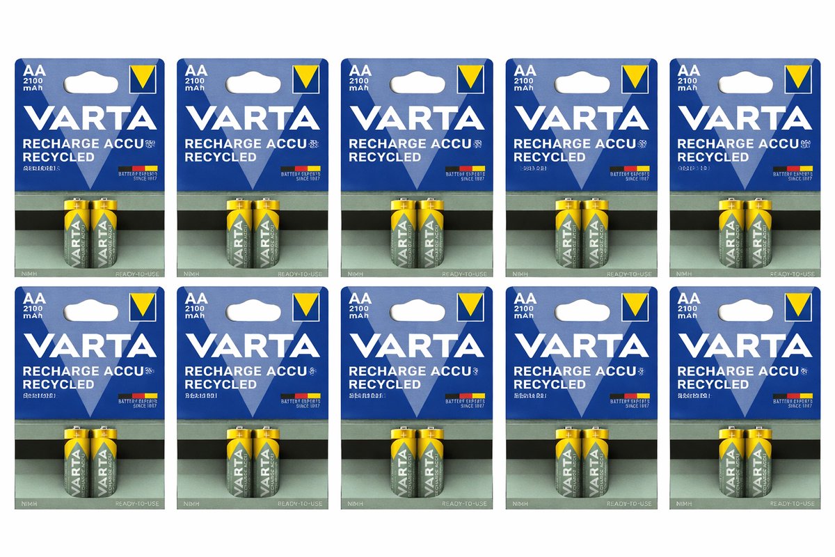 Varta Recharge accu Recycled AA 2100 mAh 20stuks