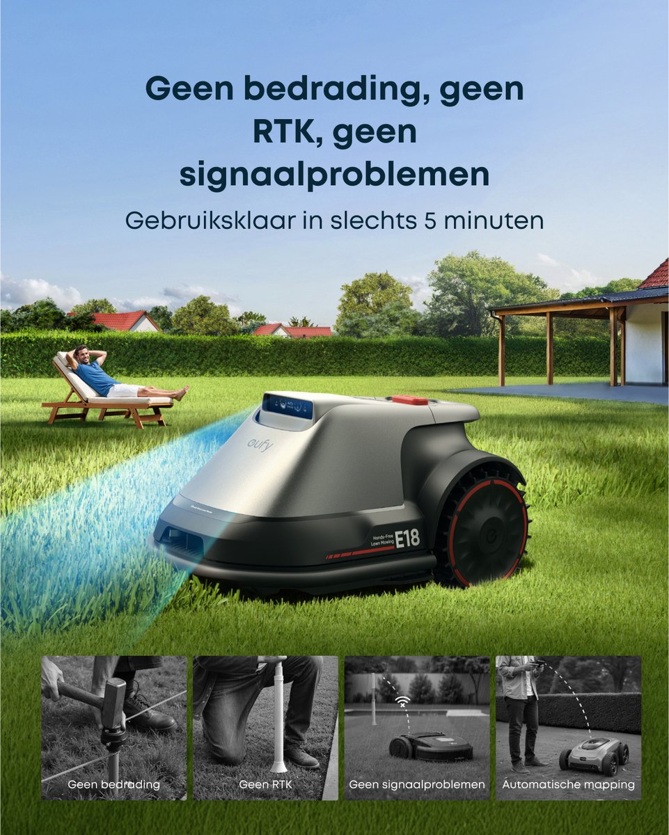 eufy E18 Robotgrasmaaier met TrueVision en GNSS voor 1200m² - afbeelding 3