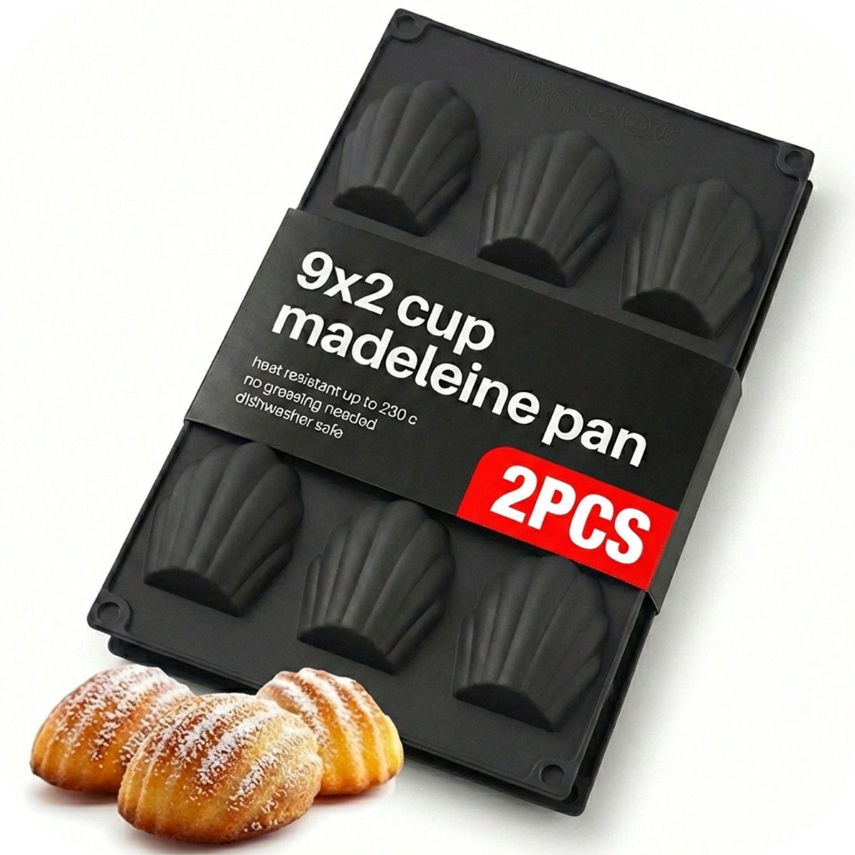Keufens Madeleine bakvorm - Set van 2 - 18 Schelpvormpjes - Siliconen - Vaatwasserbestendig - Madeleine Vorm - Cakevorm - Mal - Silicoon