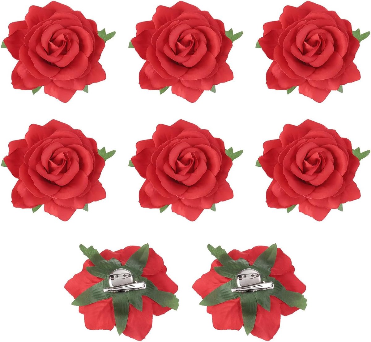 Bloem Haarclips - Rozen Accessoires - Feest Kapsels - Handgemaakt Design - 10 cm Bloem - Rood