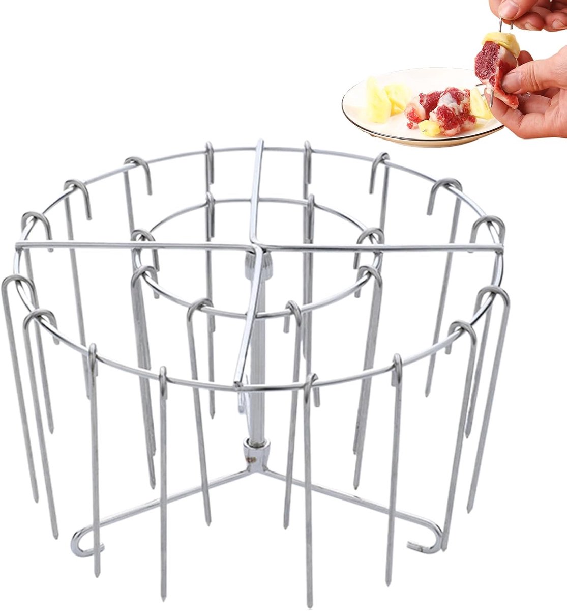 Airfryer Rooster - Verticale Spieshouder - Verticaal Koken - Roestvrij Staal - 17cm Hoog