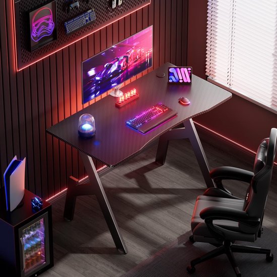 Gamingbureau - Computertafel - Thuiswerken - Ergonomisch ontwerp - 100 x 50 cm - Zwart — afbeelding 4