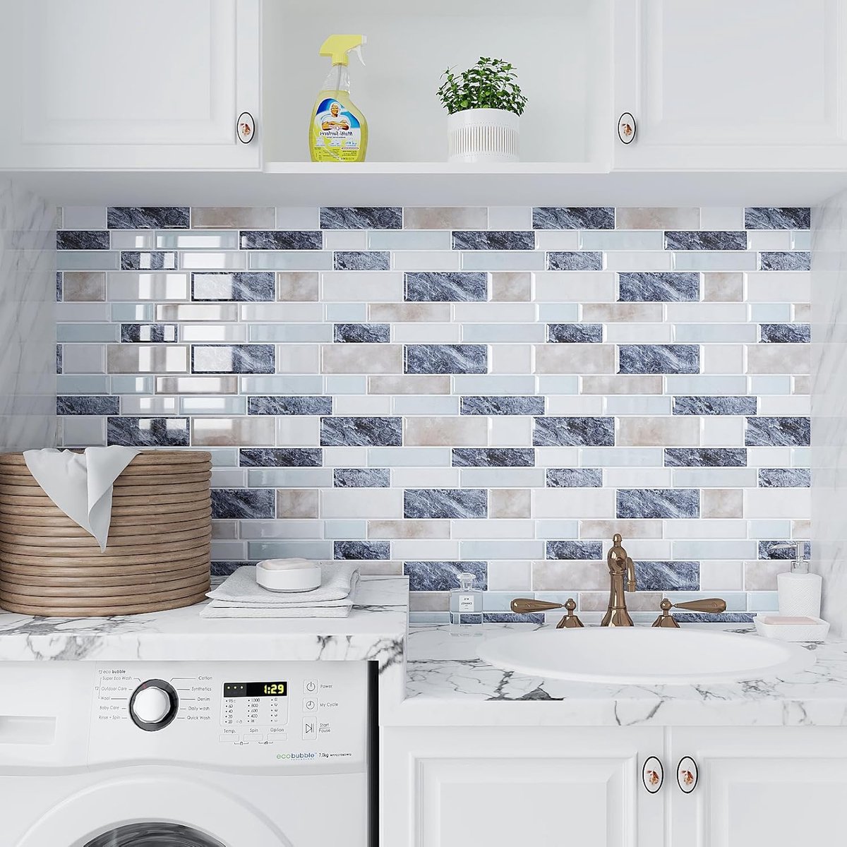 Mozaïek Tegelstickers - Plak Tegels - Keuken Badkamer - 3D Textuur Hoge Glans - 305cm x 30