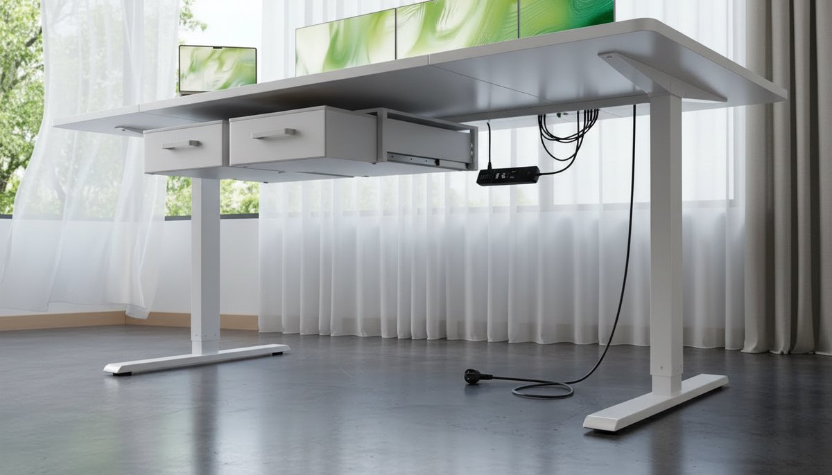 Elektrisch Zit Sta Bureau 160x80 cm – Casa Velluto PowerLift Luxe met Stopcontact & USB-C, 2 Laden, Geheugenfunctie, Verstelbaar 72-117 cm – Wit