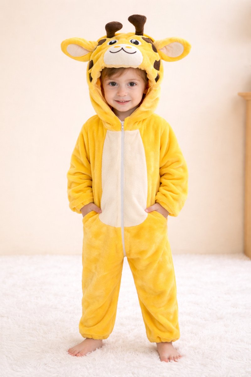 Onesie Giraffe | 2,5 - 4 jaar | 104 cm | Fleece | Warm | Carnaval | Kind | Verkleden | Jongens | Meisjes