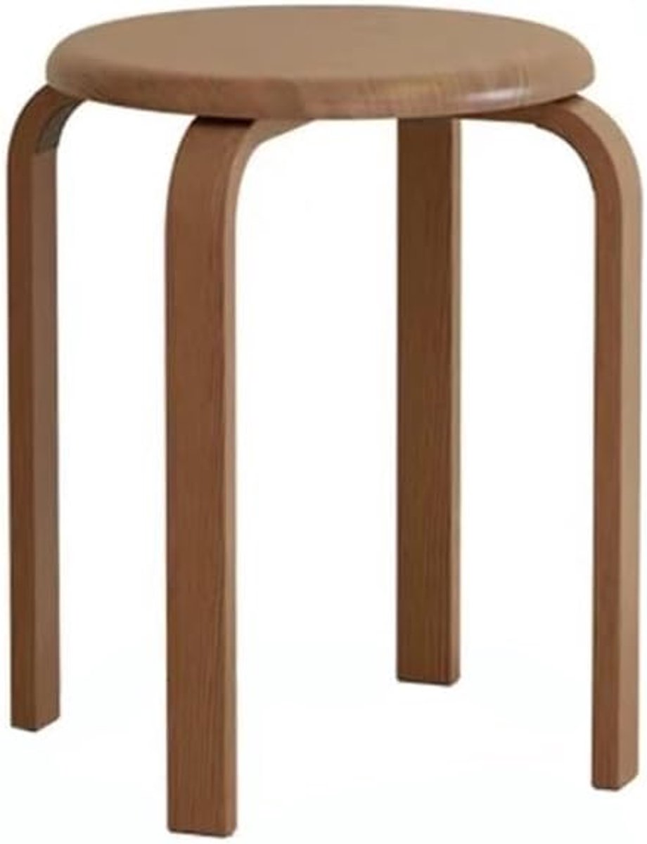 Houten Kruk - Zitje Stoel - Make-up Kamer - Stapelbaar Ontwerp - 40x44x33cm - Bruin