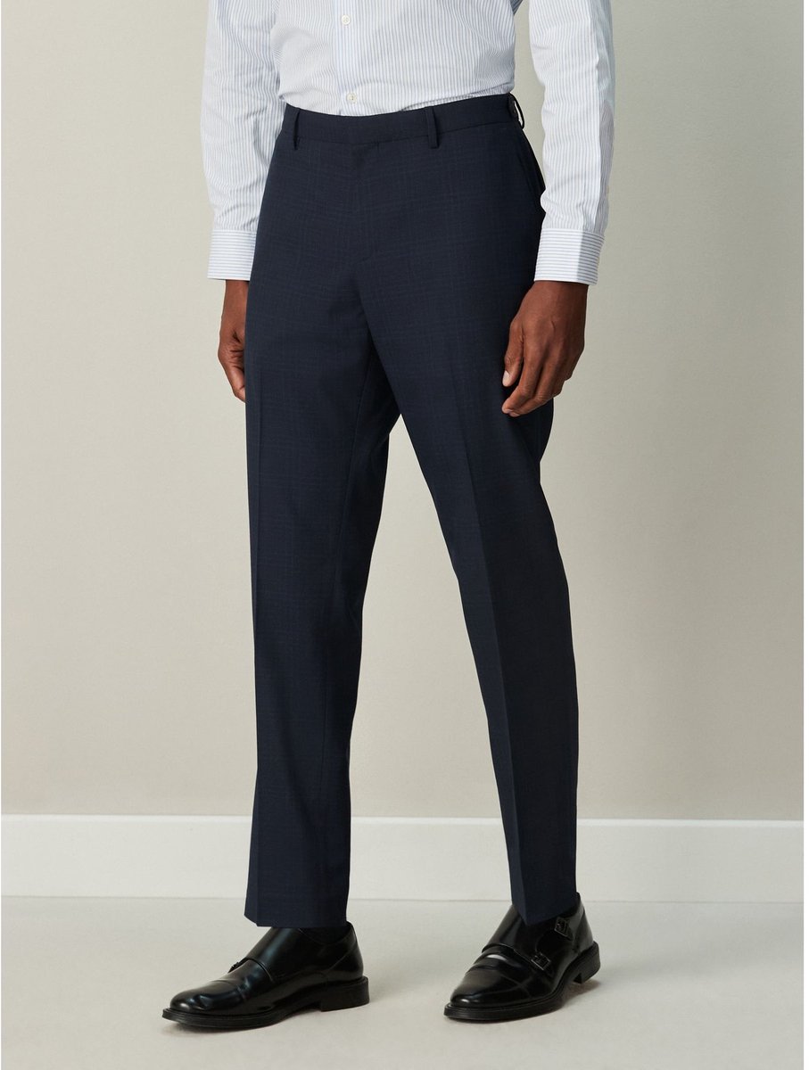 Next - Heren - Geruite slim-fit pantalon - Blauw