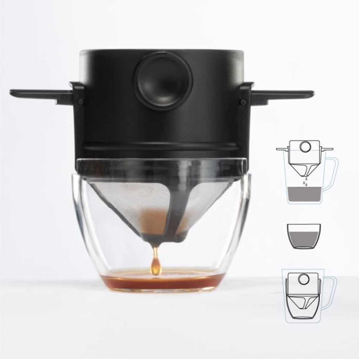 Koffiefilter - Draagbaar - 304 roestvrij staal - Herbruikbaar - Dubbel gaas