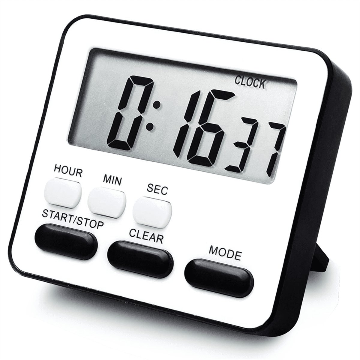 Keukentimer met aftelfunctie, multifunctionele wekker, tafelklok, zwart