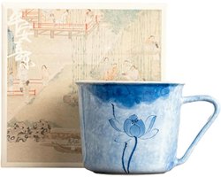Koffiekop Keramisch - Theekop Latte Cup - Genieten van Drankjes - Puur Handgeschilderd Design - 250Ml 8Oz - Blauw Sprinkle