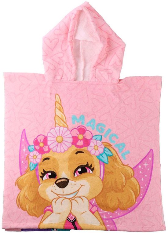 Paw Patrol Poncho Meisjes – Skye & Everest Handdoek Poncho met Capuchon – Kinder Strandponcho Sneldrogend – Strand Zwembad Vakantie