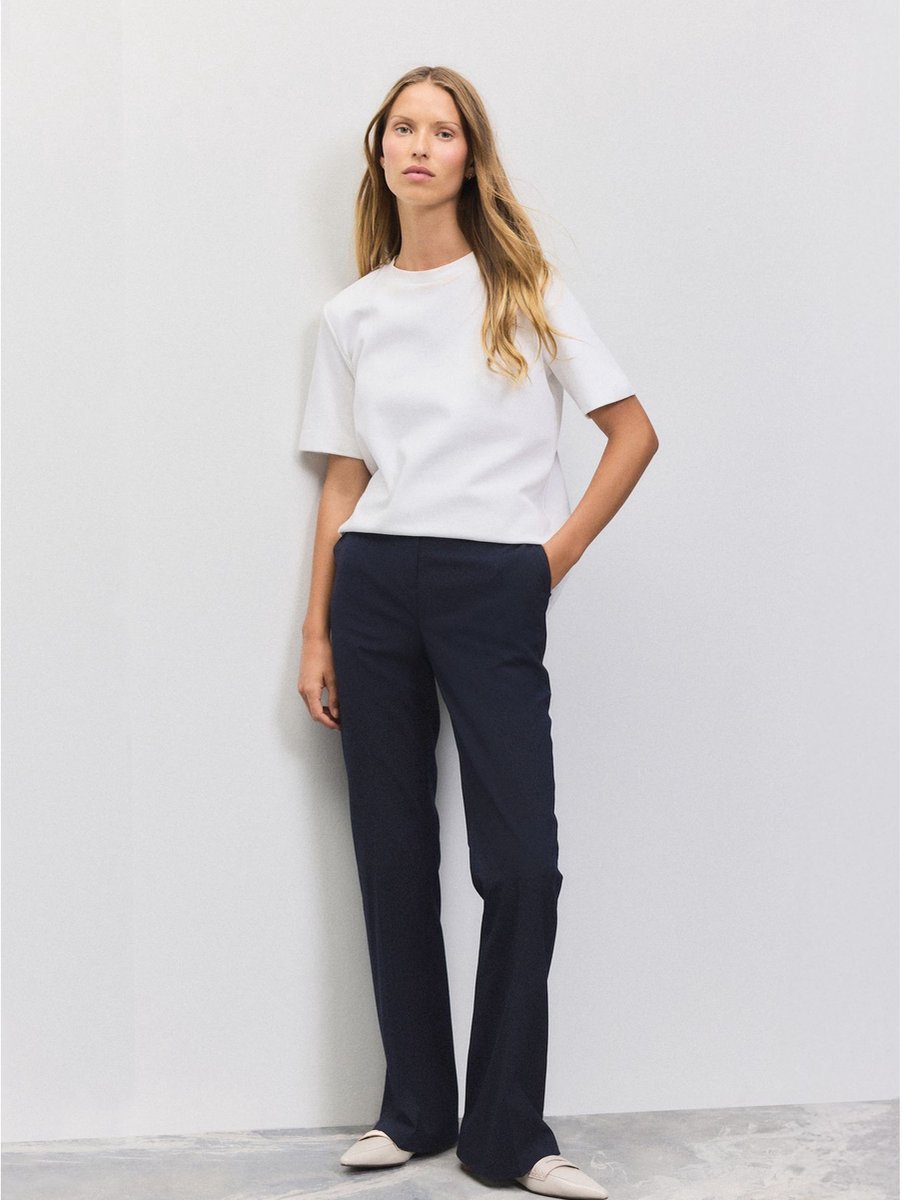 Next - Dames - Modieus gesneden bootcut broek met wol - Blauw