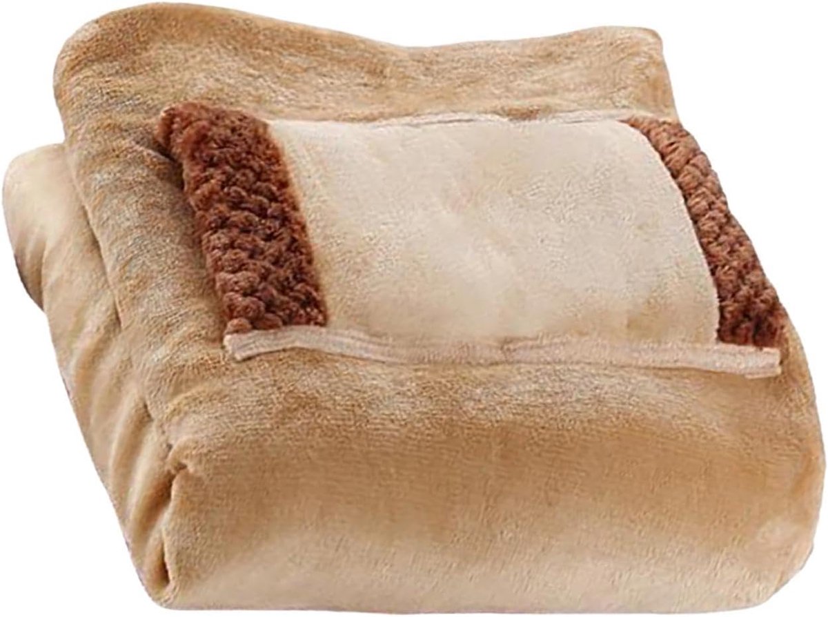Elektrische Deken - Verwarmde Plaid - Warm Blijven - Ingebouwde Handverwarmers - 60x80cm - Bruin