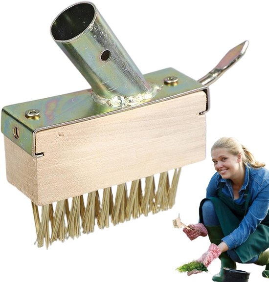 Onkruidborstel - Voegenkrabber Straat - Terras Reinigen - Messing Draad - 45 Graden Hoek - B — afbeelding 4
