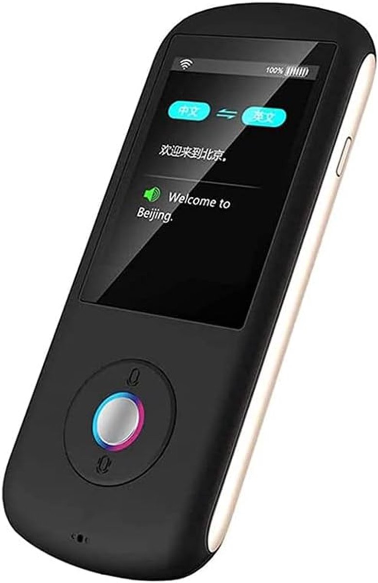 Vertaler Apparaat - Taal Vertaler - Reizen Leren Zakelijk - 28 Talen WiFi Instant - 2.4 Inch Touchscreen - Zwart Wit