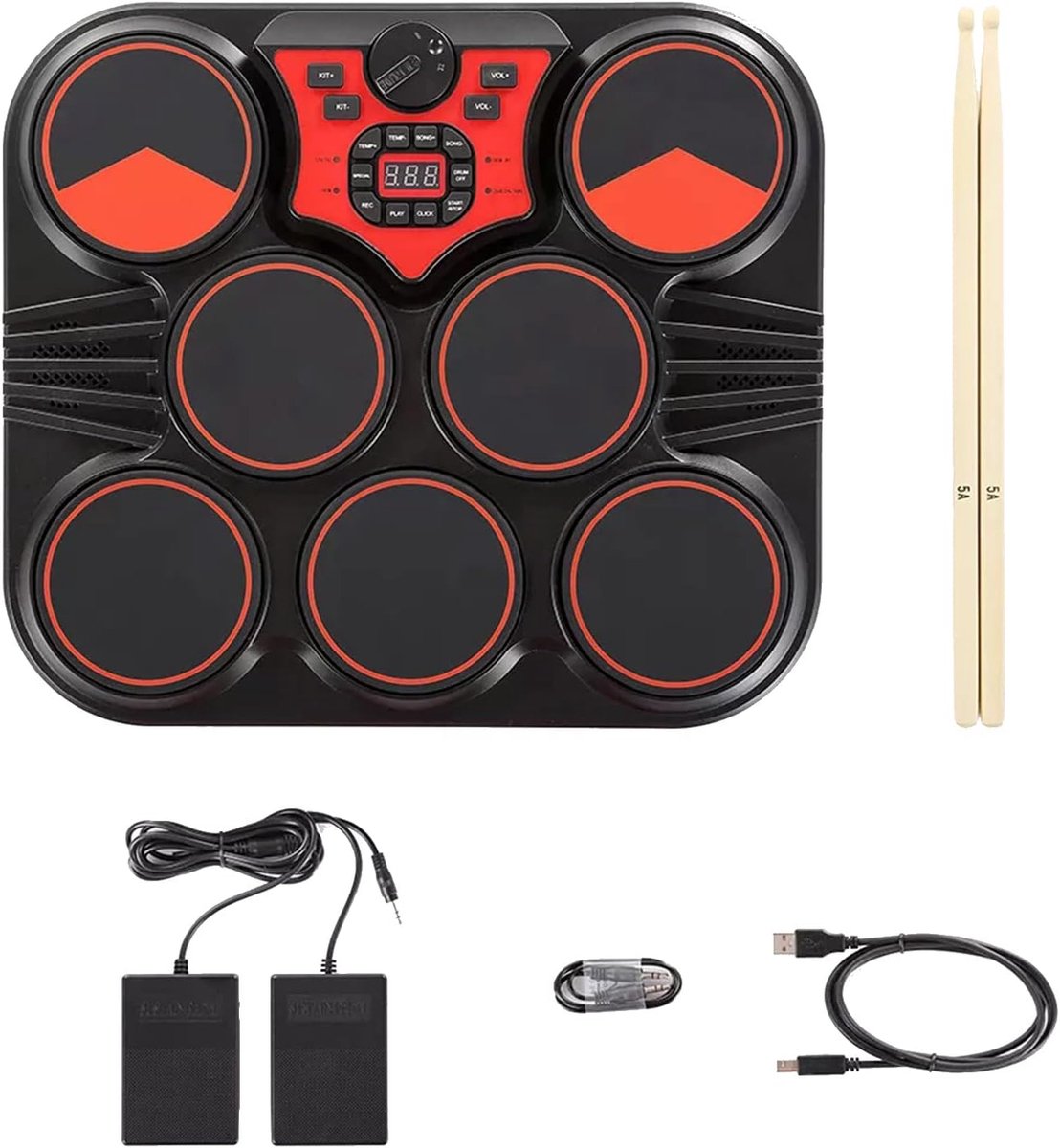 Elektronisch Drumstel - Tafel Drum - Muziek Maken - Ingebouwde Speakers - 58 x 455 cm - Zwart