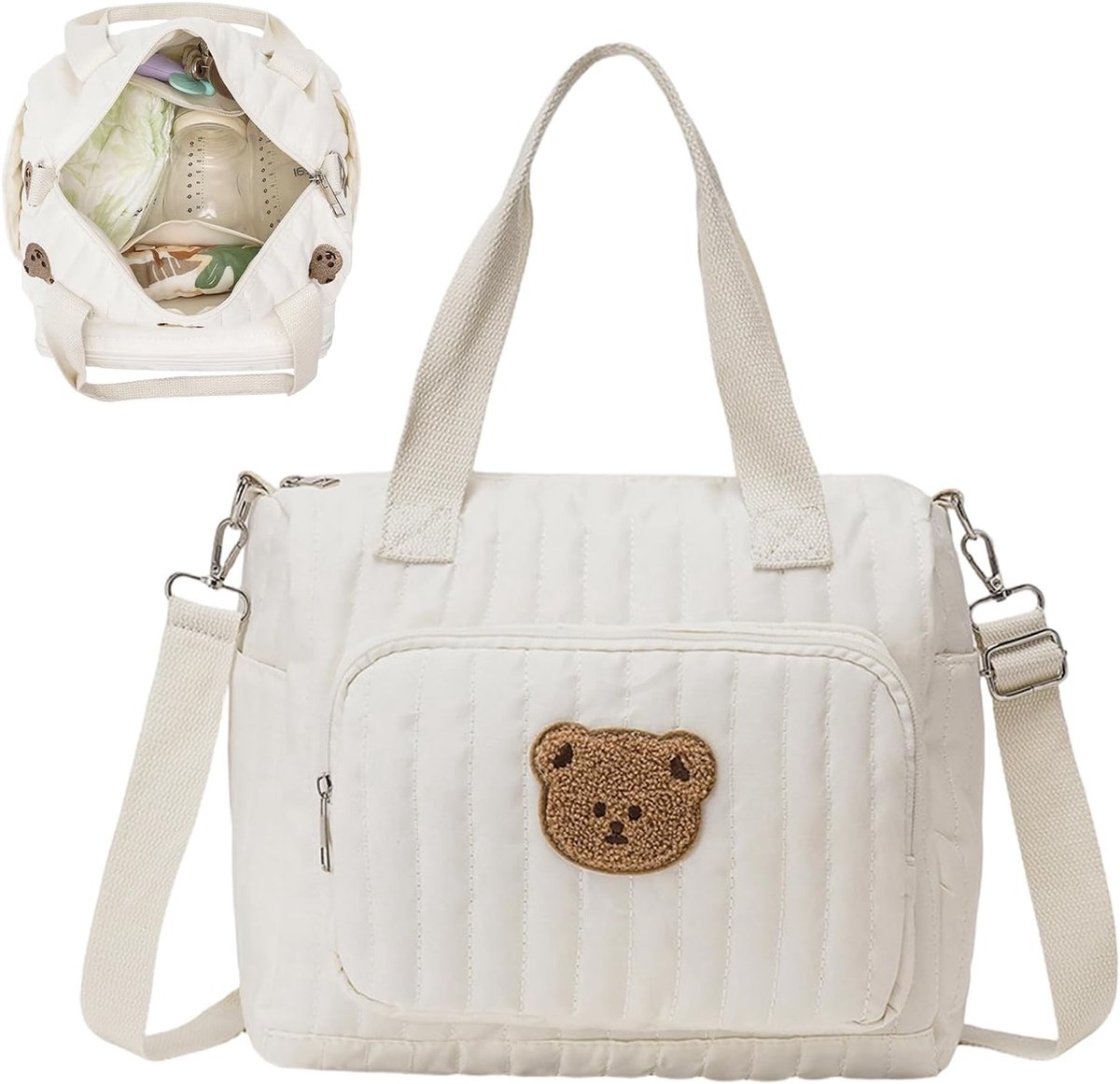 Luiertas Organizer - Baby tas - Dagelijks gebruik - Verstelbare schouderband - 27.8 x 18.9 x 9.9 cm - Beerpatroon