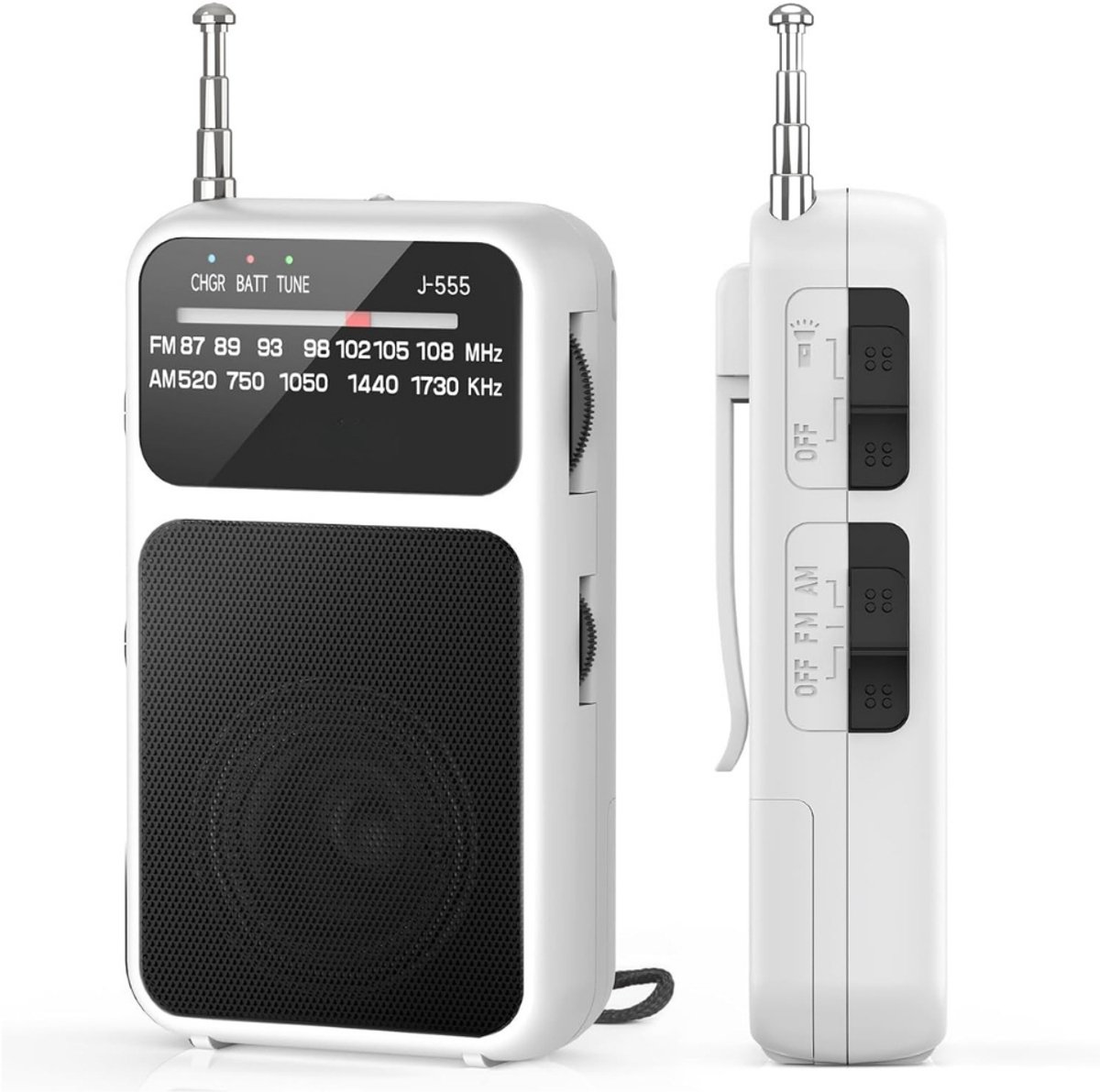 VIN® Transistor Radio Op Batterijen - Transister FM AM - Draagbare Mini Noodradio - Radio Voor Rampen - Pocket Radio Speler – Wit