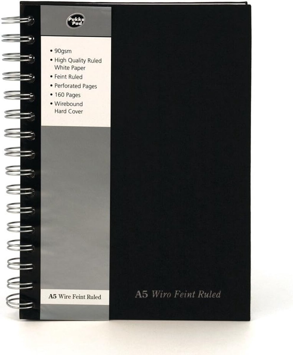 Notitieboek Spiraal - Schrijfvriendelijk Papier - Ideaal voor notities - Stevige Kaft - Formaat A5 - Zwart