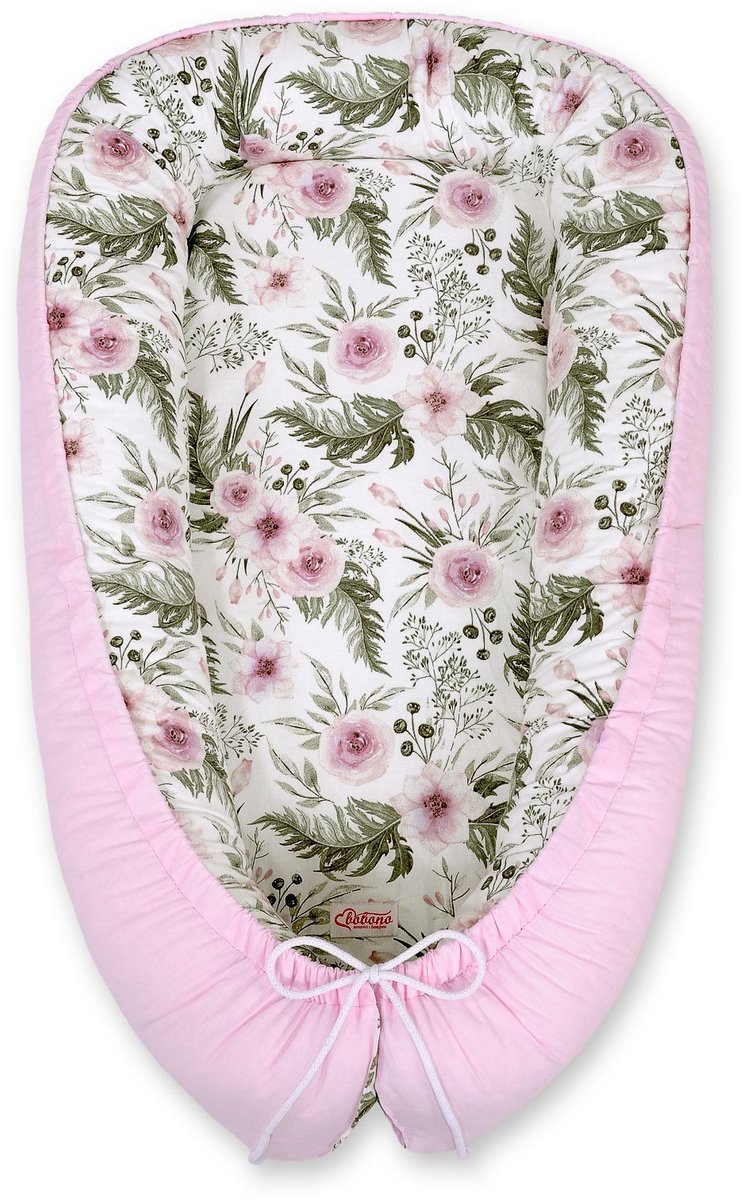 Babynestje dubbelzijdig Premium Cocon voor baby's MY SWEET BABY - pioenroos roze/roze