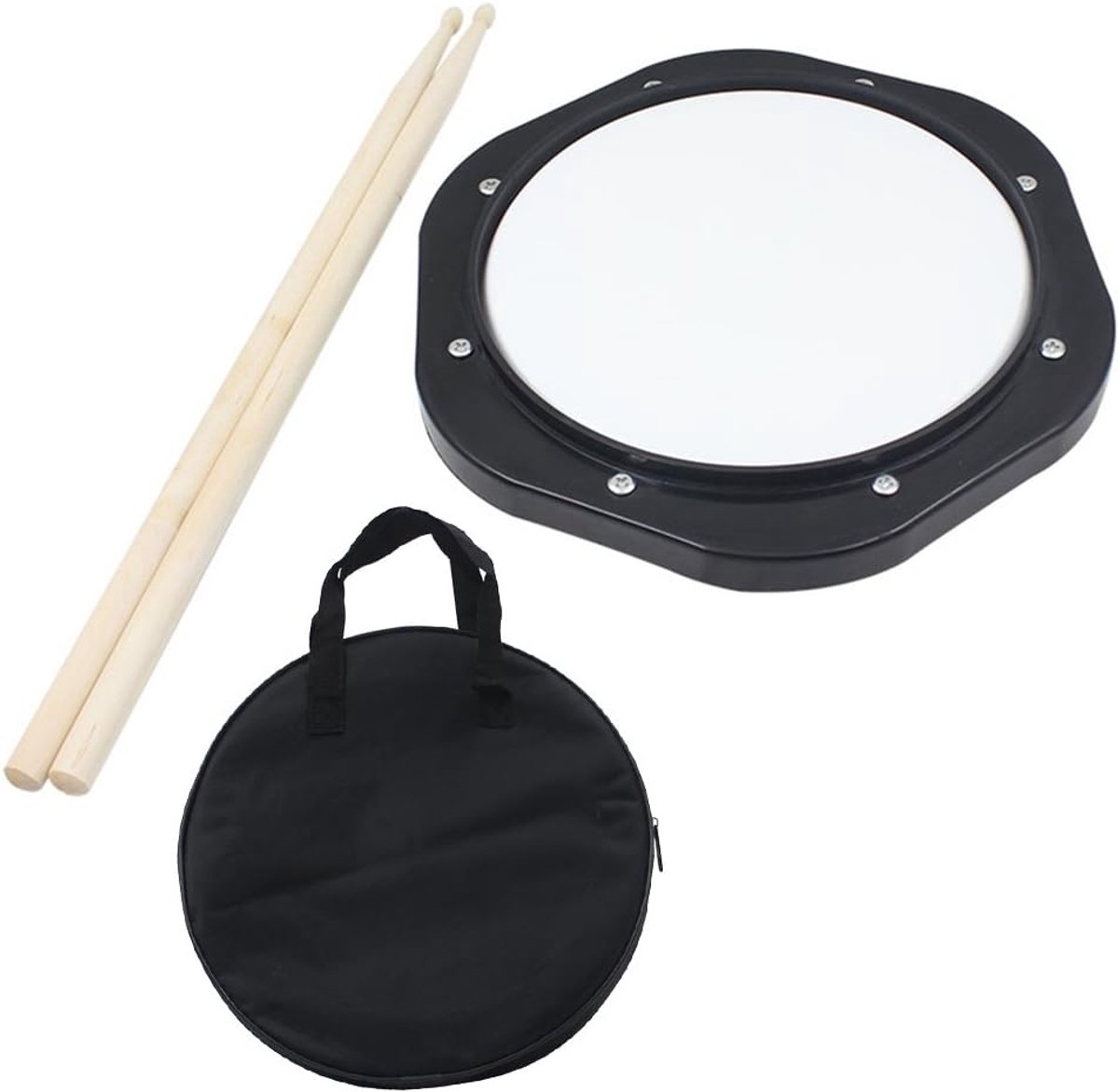 Drum Oefenpad - Stille Drumpad - Muziek Oefenen - Lichtgewicht Draagbaar - 10 Inch - Zwart Wit