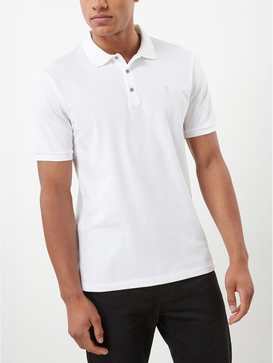 Next - Heren - Piqué-poloshirt met korte mouwen en standaard pasvorm - Wit