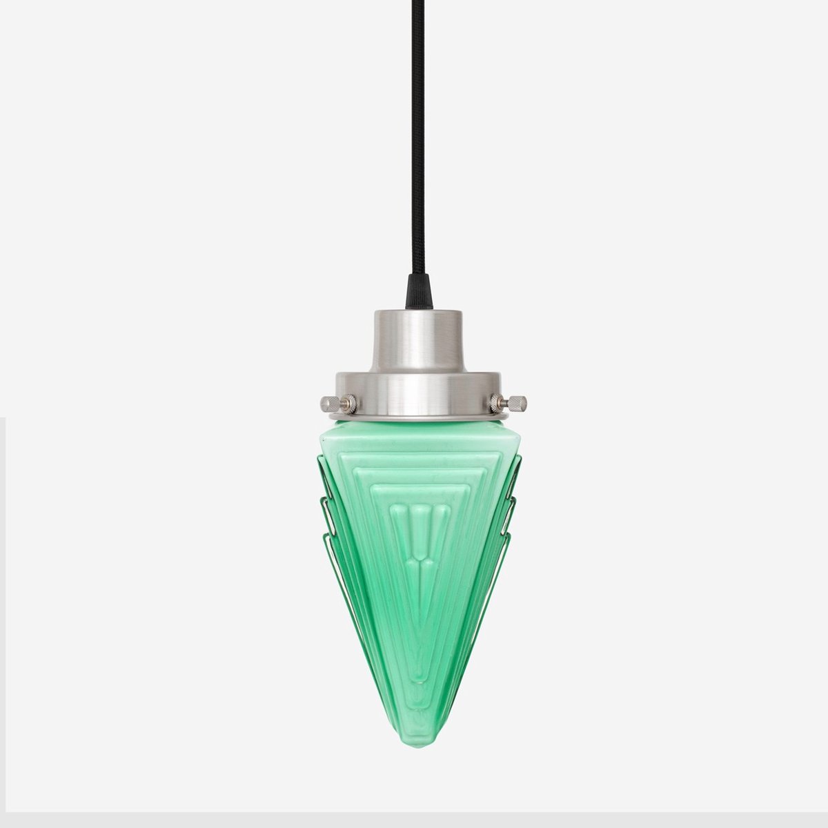 Coloured by Art Hanglamp aan snoer Finisterre Mint 20's Matnikkel - Art Deco Trade Zachtgroen