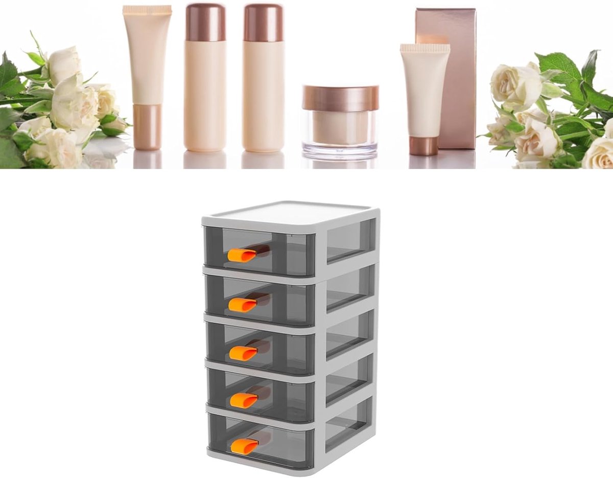 Desktop Opbergdoos - Lade Organizer - Bureau Organiseren - Grote Capaciteit - 5 Laags 28cm - Wit